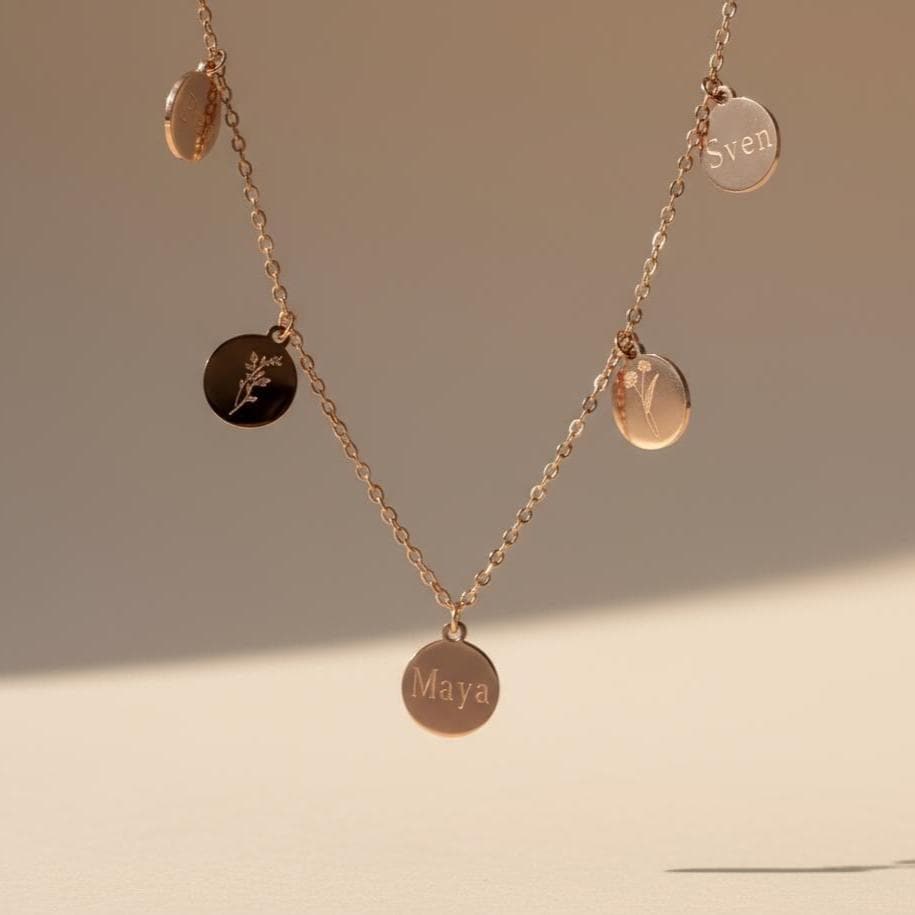 Familienkette mit Gravur 12mm Plättchen