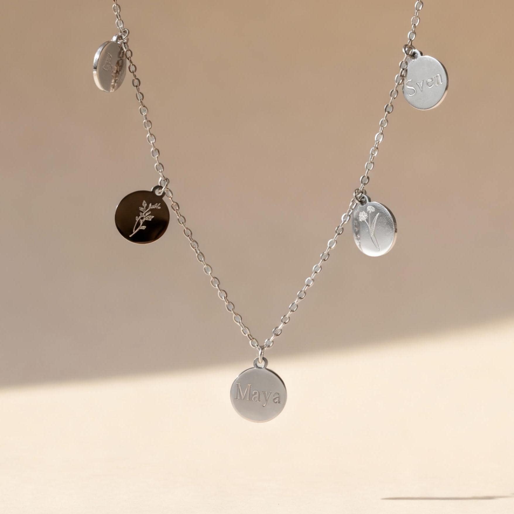 Familienkette mit Gravur 12mm Plättchen