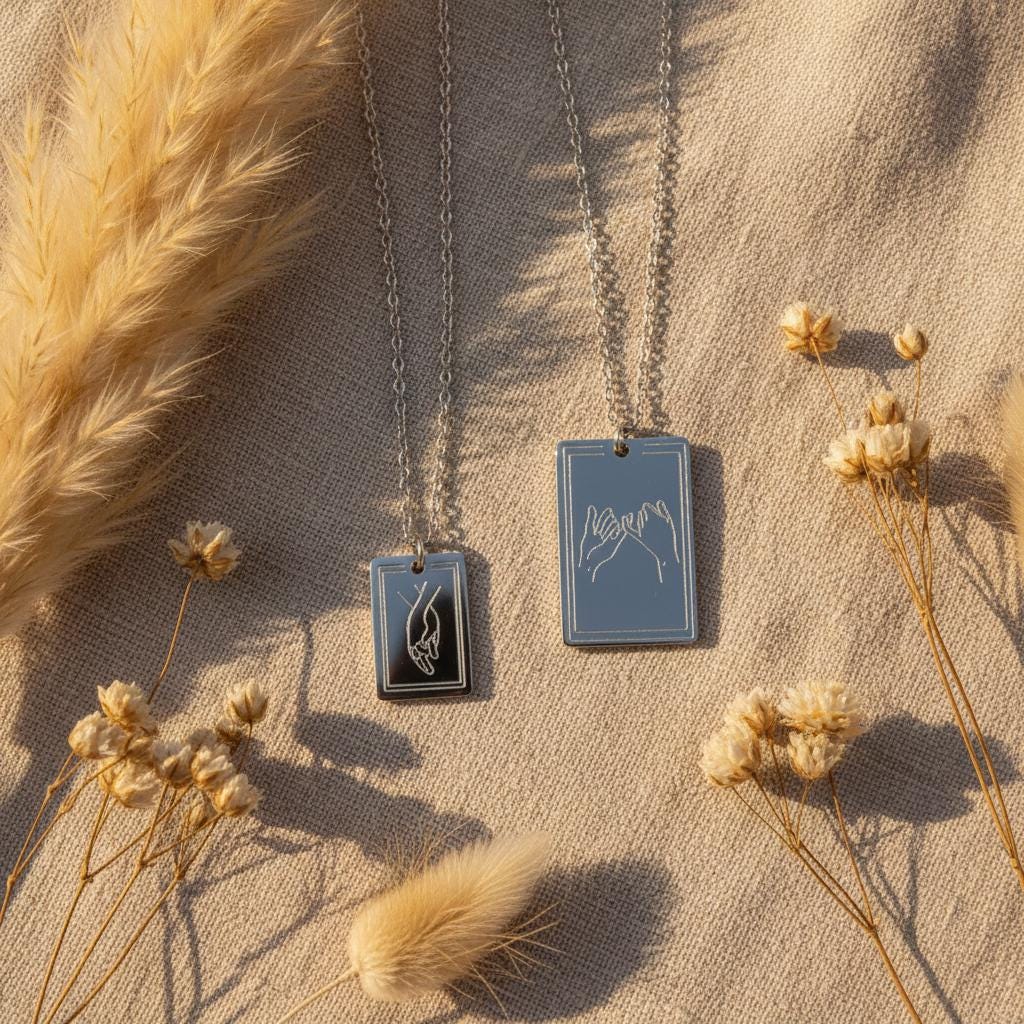 Partnerkette mit Gravur aus Edelstahl | Paar Kette gold, silber | rechteckiger Anhänger klein & groß | Sie und Ihn | Valentinstag Geschenk