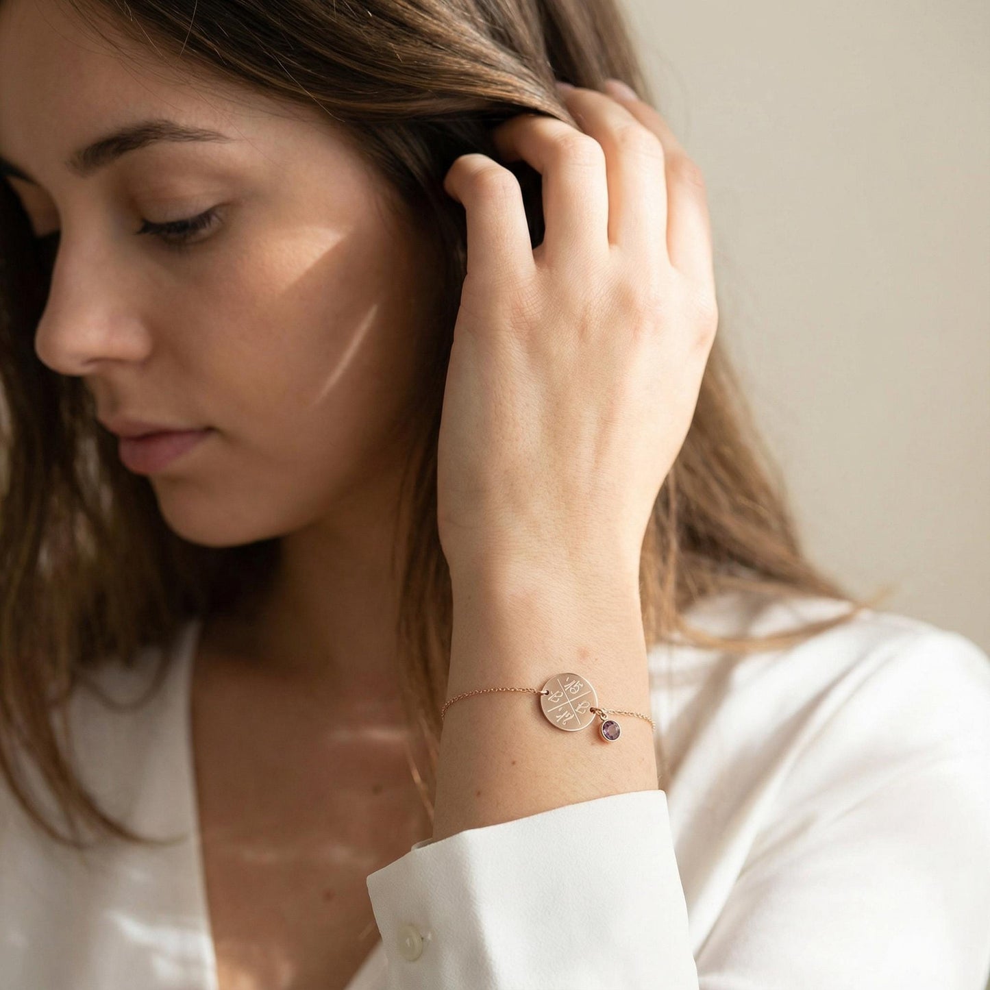 Roségoldene Familienkette mit gravierten Namen der Kinder – inaklam