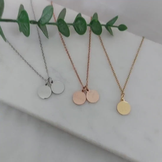 Plättchen Kette personalisiert in Gold, Silber & Rosé mit Gravur Anhänger 10mm, personalisierte Namens Kette, personalisiertes Geschenk