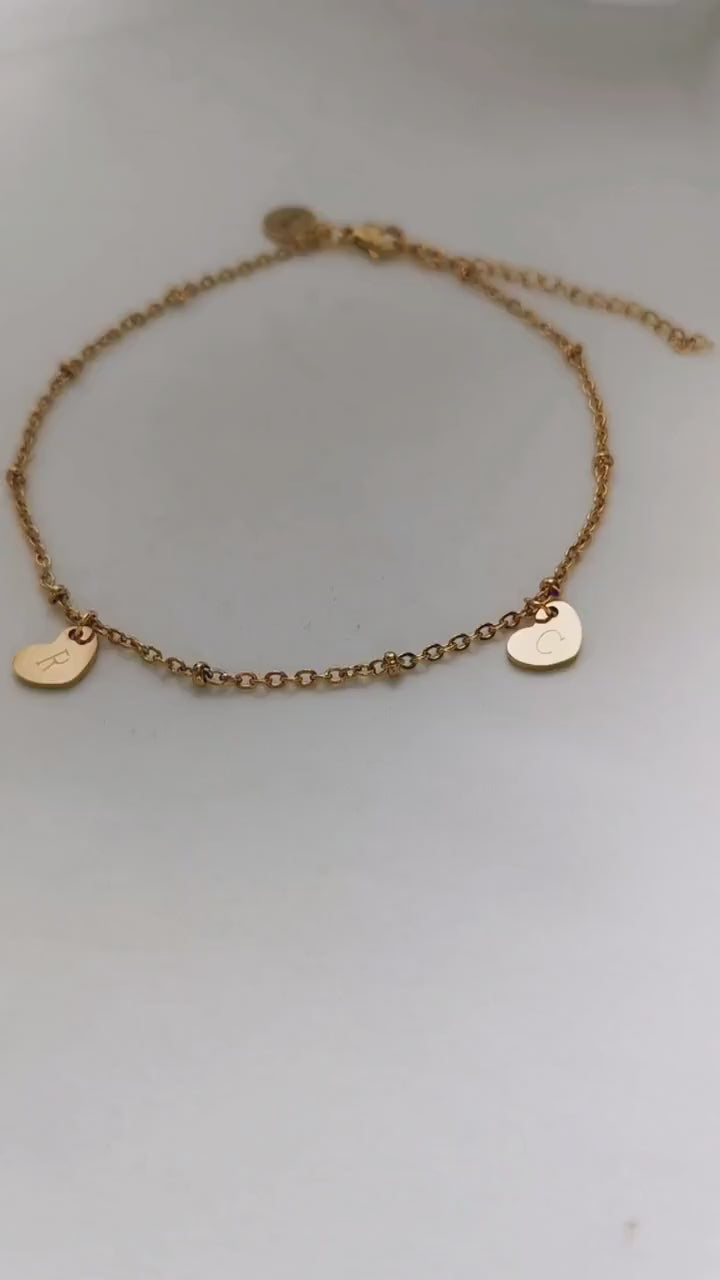 Fußkettchen in Gold,Silber&Rosé aus Edelstahl mit Herz Anhänger, personalisierte Fußkette, Fußkettchen Silber/Gold personalisiert, Geschenk