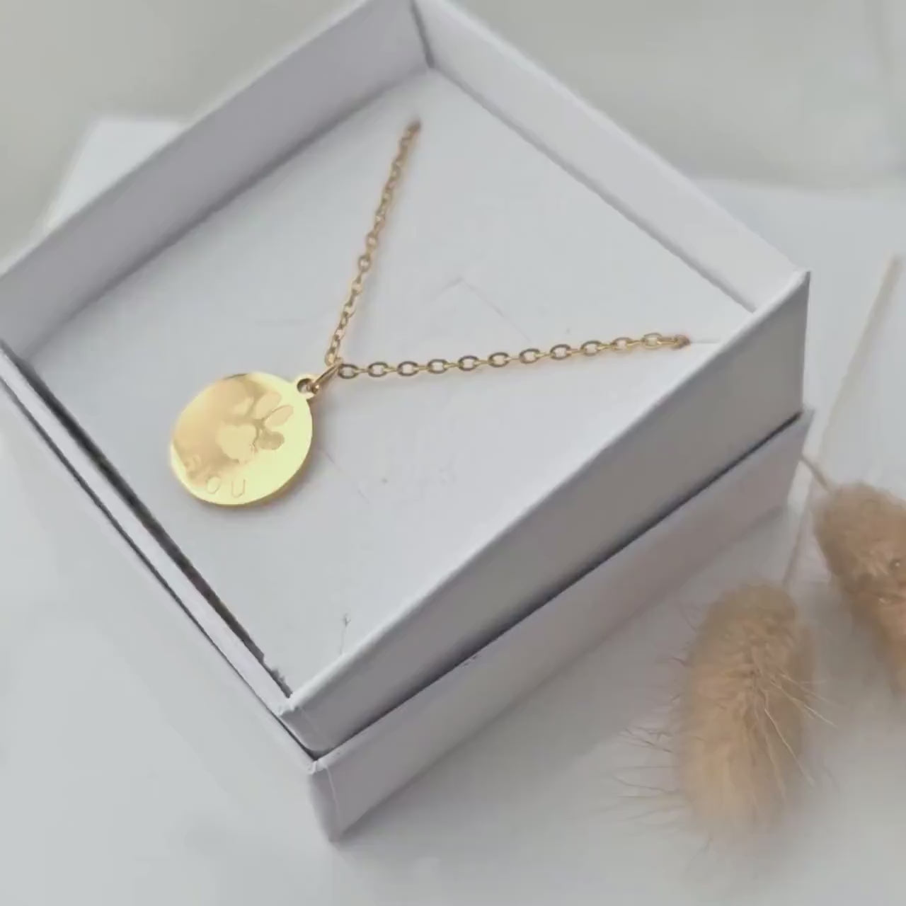 Pfotenabdruck Kette Hund, Katze | Pfotenabdruck Anhänger mit Pfotenabdruck Bild | personalisiertes Geschenk | Hundemarke personalisiert