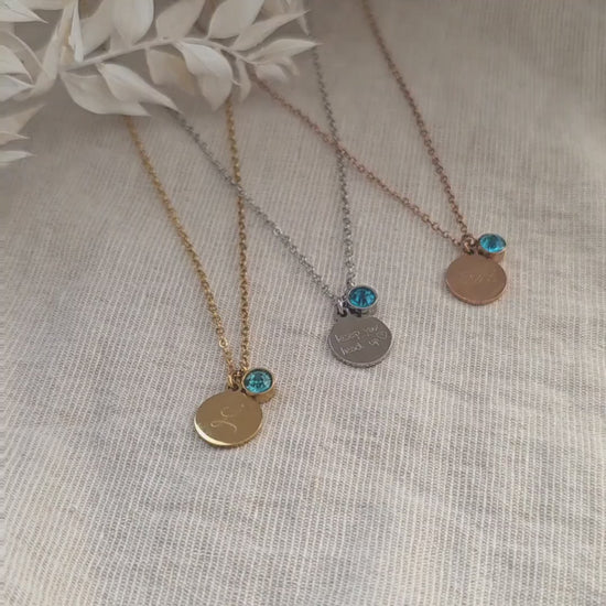 Geburtssteinkette Dezember Türkis | wasserfeste Edelstahl Halskette Gold,Silber,Rosé mit Geburtsstein Anhänger | Geschenk Frau,Mädchen