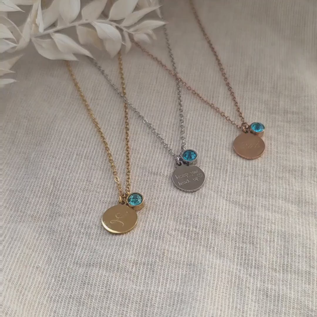 Geburtssteinkette Dezember Türkis | wasserfeste Edelstahl Halskette Gold,Silber,Rosé mit Geburtsstein Anhänger | Geschenk Frau,Mädchen