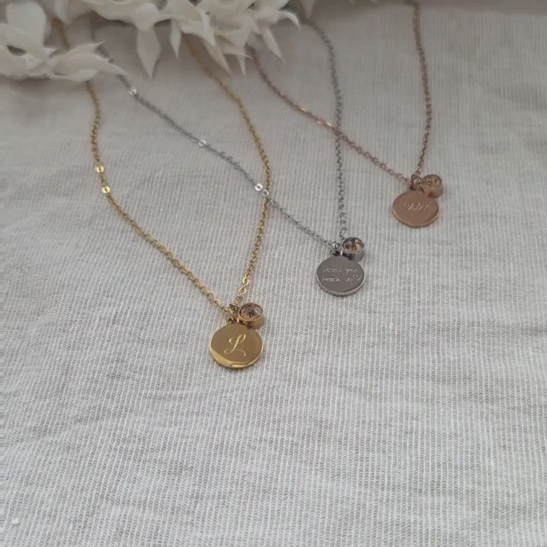 Geburtssteinkette November Citrin | wasserfeste Edelstahl Halskette Gold,Silber,Rosé mit Geburtsstein Anhänger | Geschenk Frau,Mädchen