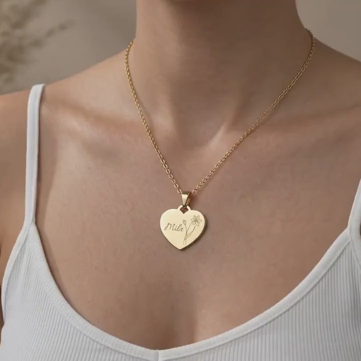 Kette aus Edelstahl mit Gravur Herzen