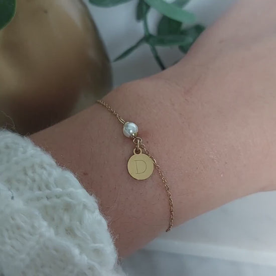 Personalisiertes Perlenarmband Gold, Silber oder Rosé, Armband Perlen Anhänger, Perlen Armband, Edelstahl Armband Perlen Gold, Silber, Rosé