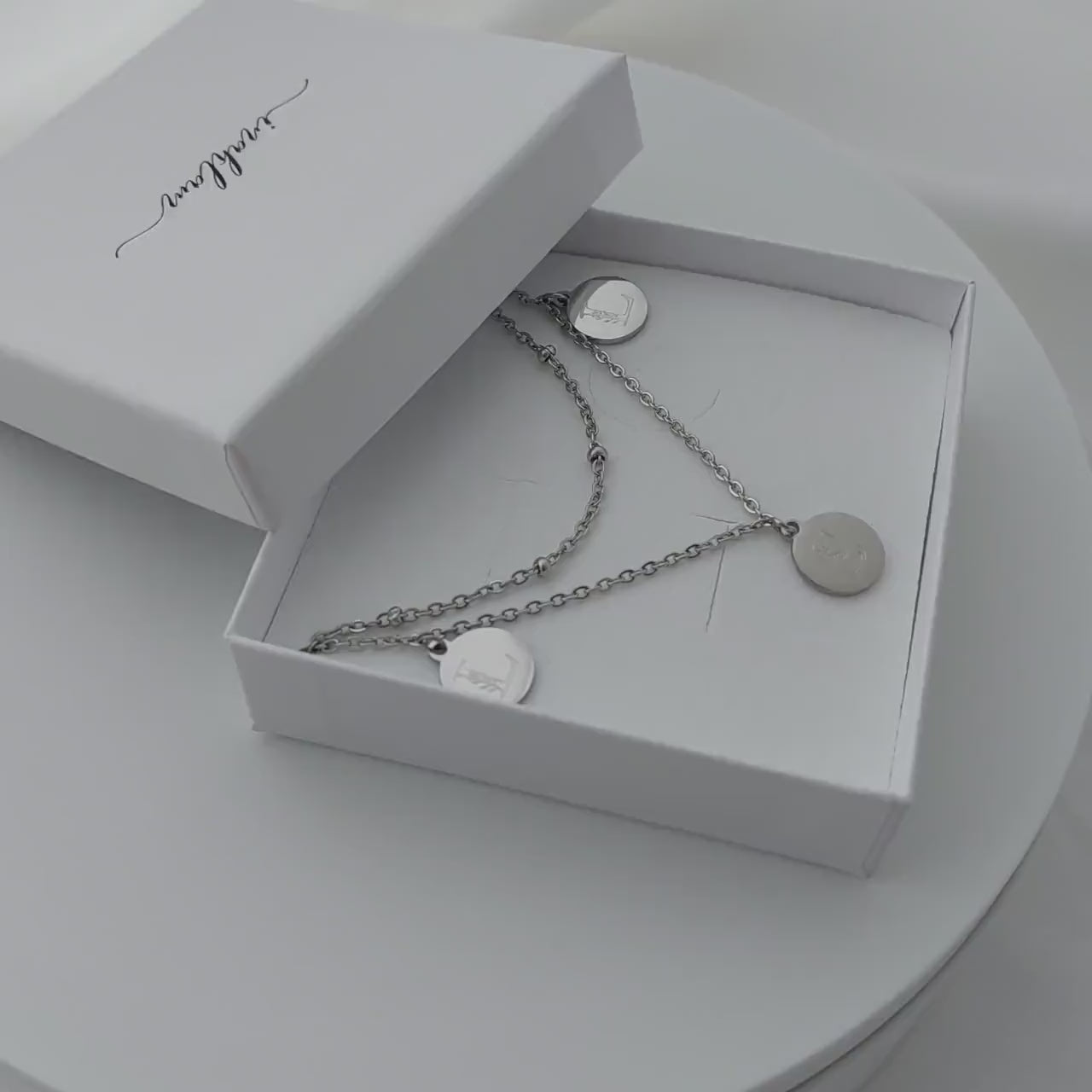 Mehrreihige, personalisierte 12 mm Plättchen Kette in Gold,Silber & Rosé aus Edelstahl, Personalisiertes Geschenk für Mama, Frauen, Freundin