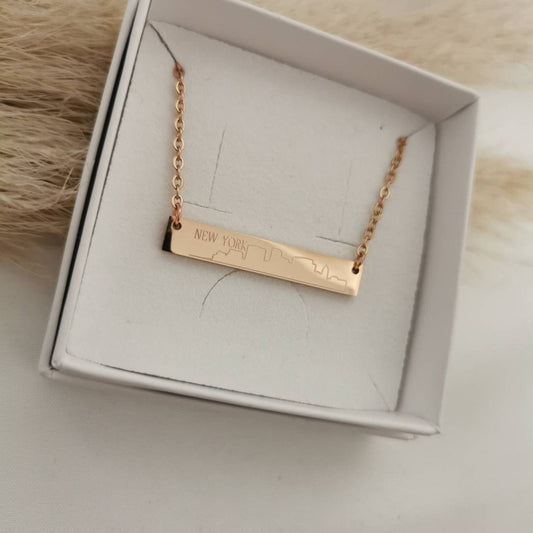 Kette mit Gravur Plättchen in Gold, Silber, Rosé. Personalisierte Kette mit Gravur Anhänger, Namenskette, Halskette gold eckiger Anhänger