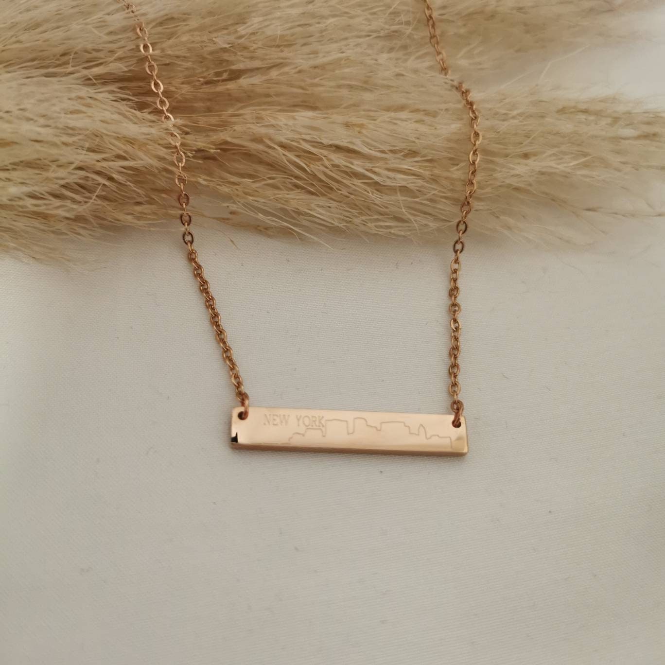 Kette mit Gravur Plättchen in Gold, Silber, Rosé. Personalisierte Kette mit Gravur Anhänger, Namenskette, Halskette gold eckiger Anhänger